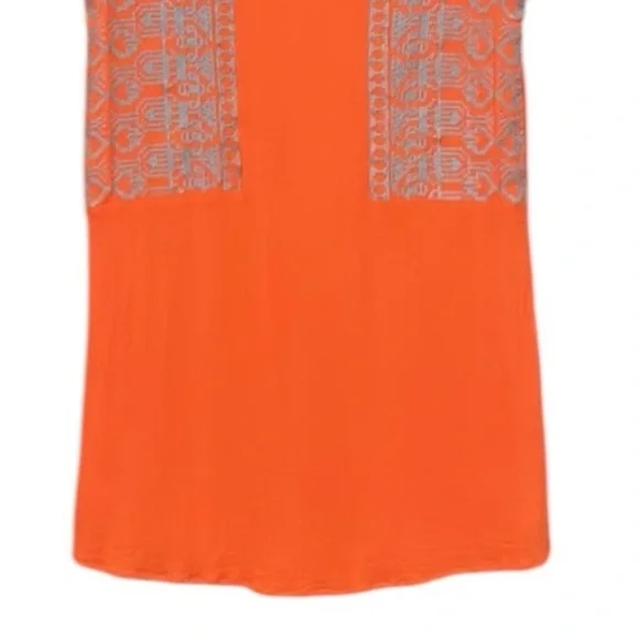 THML Embroidered Short Sleeve Boho Mini Tunic Dress Coral Size Medium - Picture 5 of 12